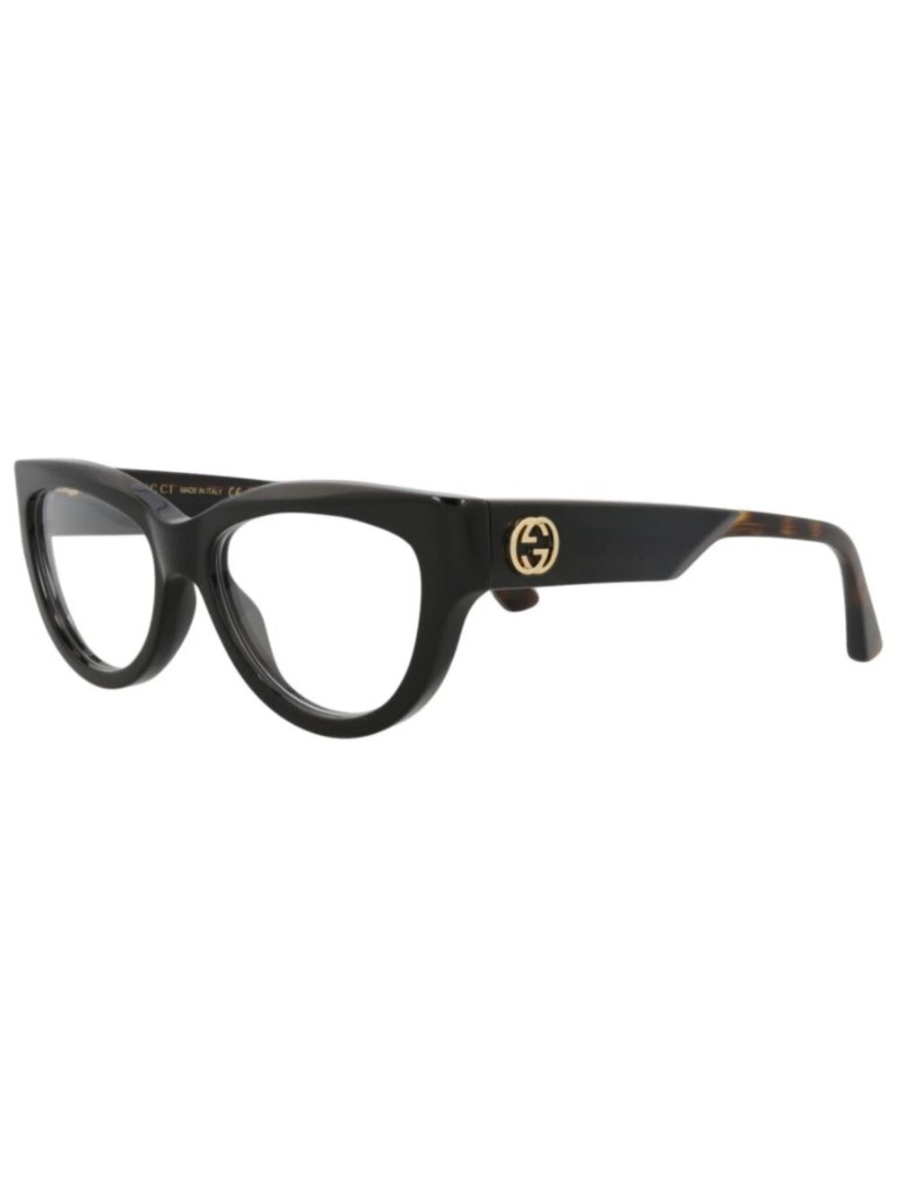 New Gucci Women's Eyeglasses Cat Eye Recycled Acetate Frame Black Havana